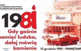 Plakat projektu "1981 - Gdy gaśnie pamięć ludzka, dalej mówią kamienie"