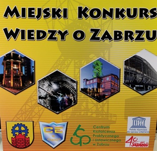 Plakat miejskiego konkursu wiedzy o zabrzu